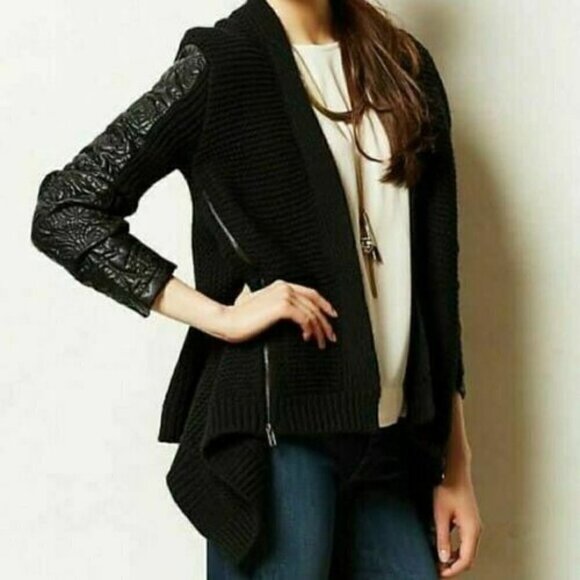 Moth Anthro Oltrarno Black Wool Blend Cardigan - Picture 1 of 9